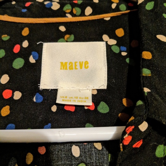 Maeve black and multi dot blouse - Picture 2 of 4
